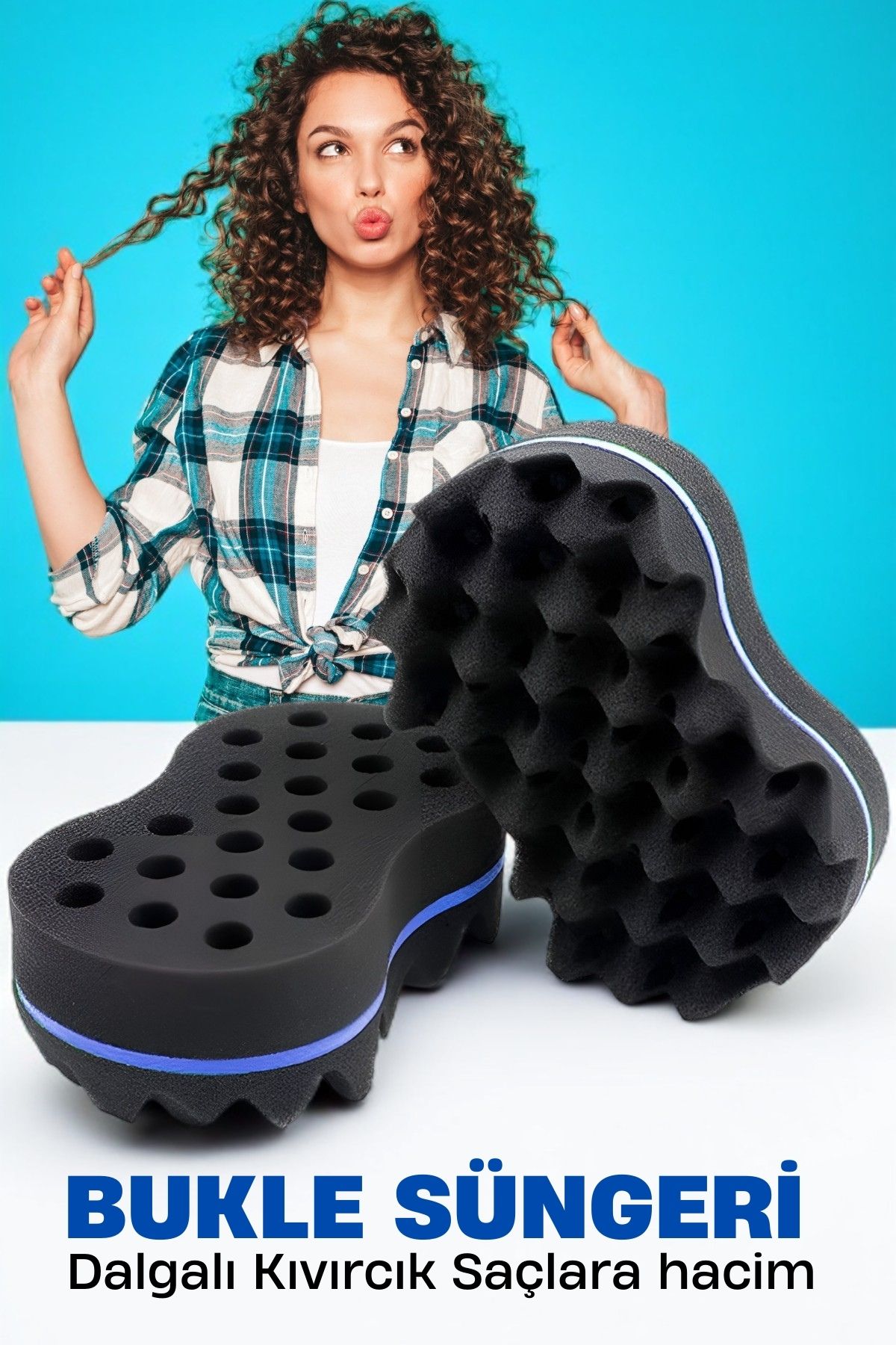 Bukle Süngeri Dalgalı Kıvırcık Saçlara Bakım Süngeri 