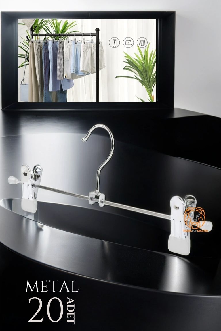 Metal Etek Pantolon Askısı - Mandallı Etek Askısı Pantolon Askısı 20 Adet 