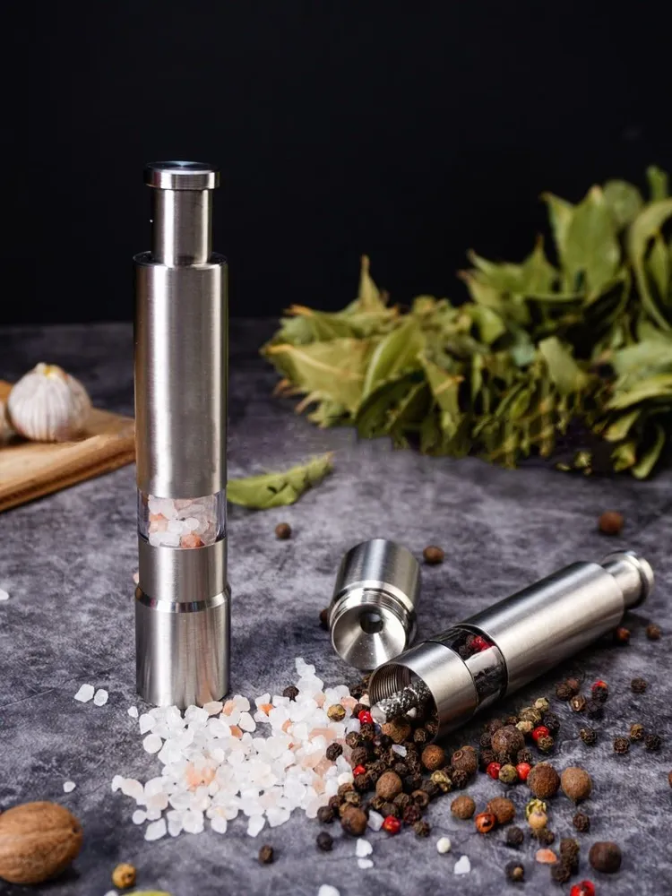 Karabiber Tuz Öğütücü Profesyonel 304 Paslanmaz Çelik Manuel Baharat Değirmeni 720252