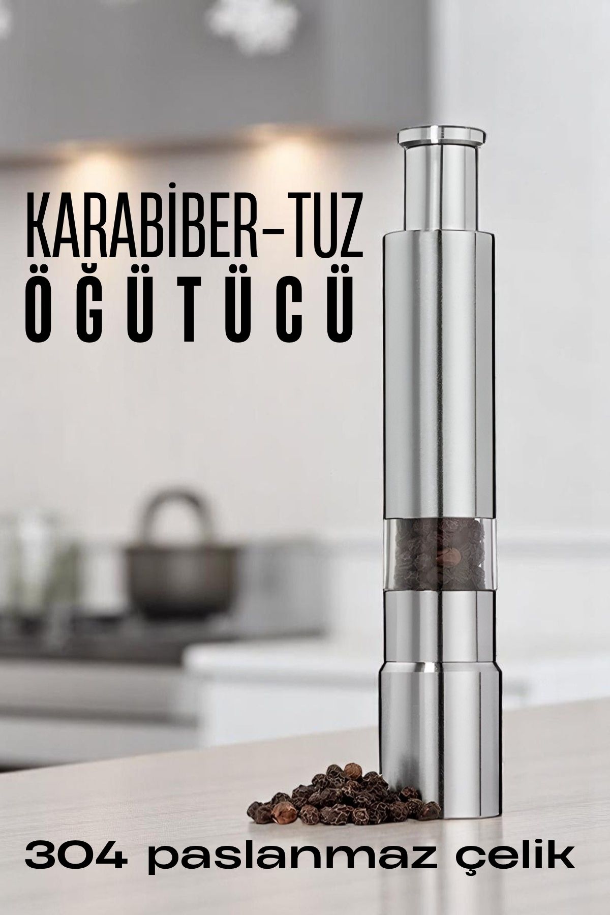 Karabiber Tuz Öğütücü Profesyonel 304 Paslanmaz Çelik Manuel Baharat Değirmeni 720252