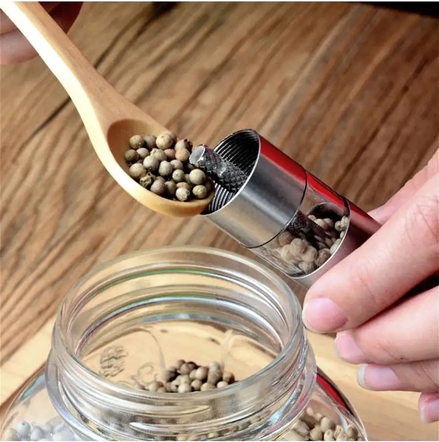 2'li Karabiber Tuz Öğütücü Profesyonel 304 Paslanmaz Çelik Manuel Baharat Değirmeni 720252