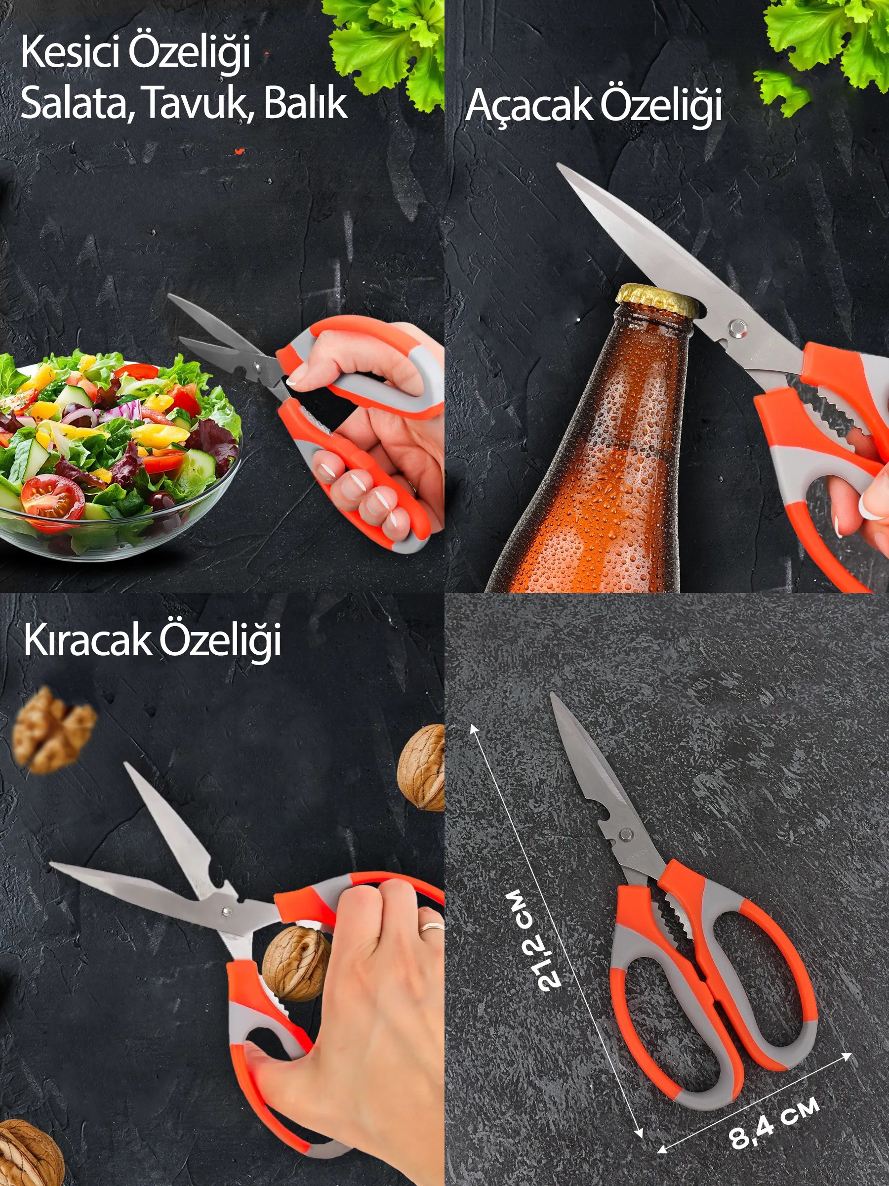 Mutfak Makası - Tavuk Kesme Makası Balık Temizleme Makası Salata Hazırlama Makası   721626