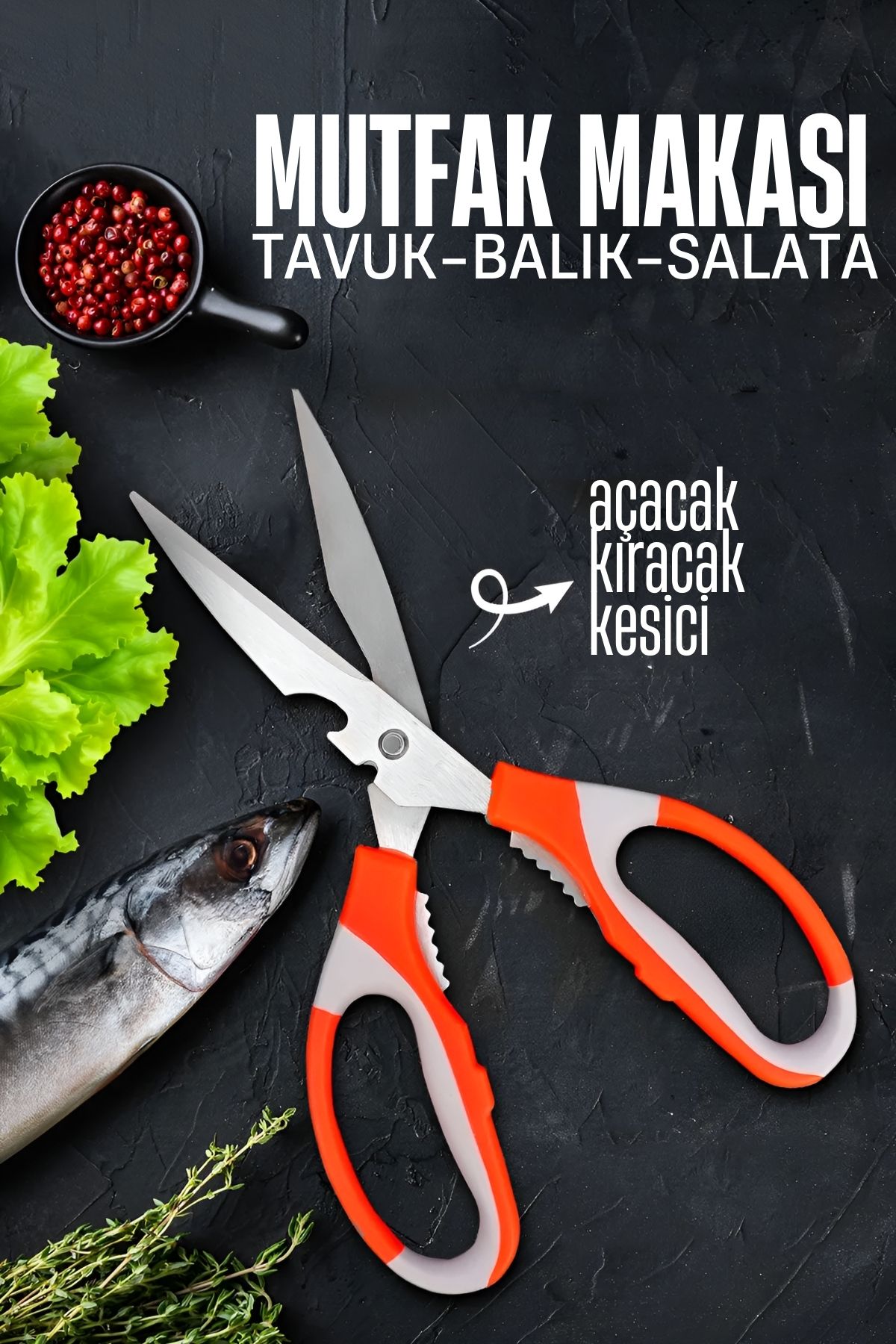 Mutfak Makası - Tavuk Kesme Makası Balık Temizleme Makası Salata Hazırlama Makası   721626