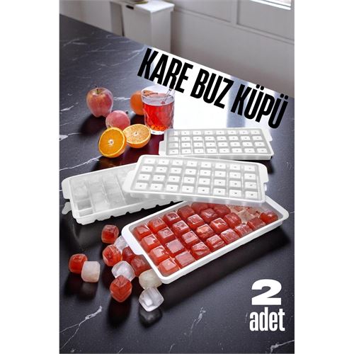 TransForMacion Buz Kalıbı KARE İçecek Buz Kalıbı - Mutfak Buz Kalıbı Kolay Çıkarılır Buz Kalıbı 2 ADET 721627