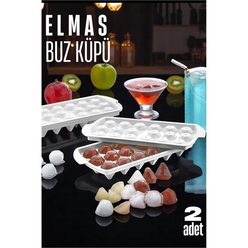 TransForMacion Buz Kalıbı ELMAS İçecek Buz Kalıbı - Mutfak Buz Kalıbı Kolay Çıkarılır Buz Kalıbı 2 ADET 721629
