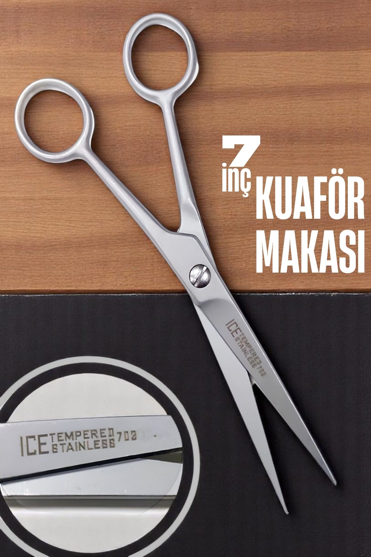 Ice Tempered 702 Berber Kuaför Makası Saç Kesim Makası Bıyık Sakal Makası Kuaför ekipmanları 17 cm  721631