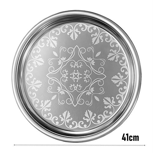 TransForMacion Servis Tepsisi - Çelik Çay Tepsisi  Şık Desenli Tepsi 41 CM 721652