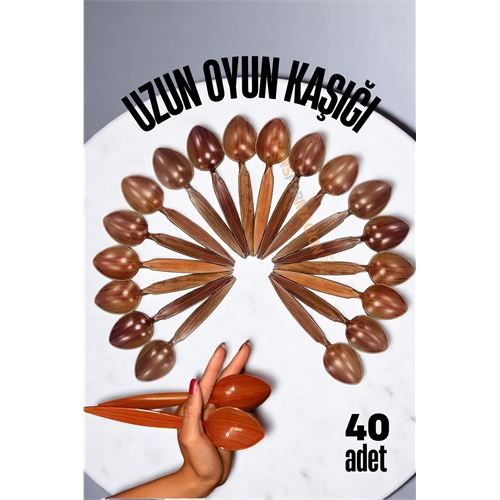 TransForMacion Uzun Oyun Kaşığı Halk Oyunu Kaşığı - Kına Kaşığı Uzun Saplı Zeybek Oyun Kaşığı 40 ADET 721656