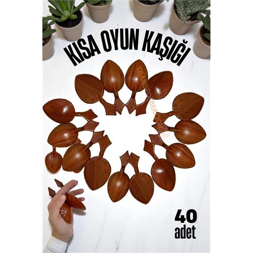 TransForMacion Kısa Oyun Kaşığı Halk Oyunu Kaşığı - Kına Kaşığı Kısa Saplı Zeybek Oyun Kaşığı 40 ADET 721657