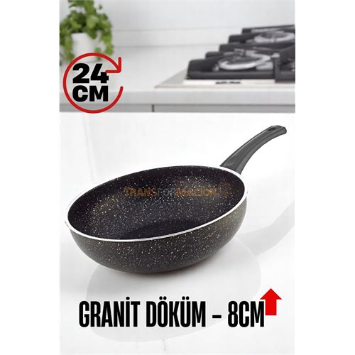 TransForMacion Granit Döküm 8 Cm Derin Wok Tava - Yapışmaz Wok Tava - 24 Cm 721662