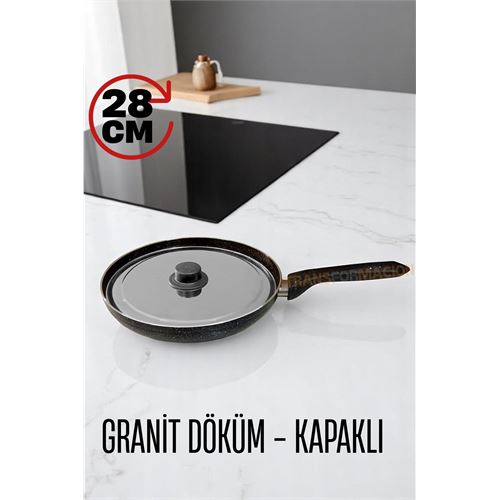 TransForMacion Granit Döküm Tava Paslanmaz Çelik Kapaklı -Yapışmaz Taban 28 Cm 721664