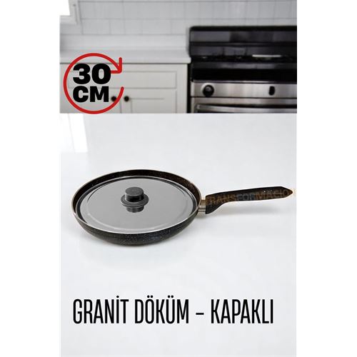 TransForMacion Granit Döküm Tava Paslanmaz Çelik Kapaklı -Yapışmaz Taban 30 Cm 721665