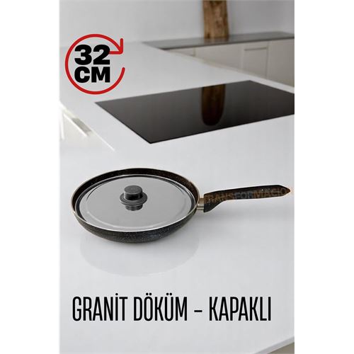 TransForMacion Granit Döküm Tava Paslanmaz Çelik Kapaklı -Yapışmaz Taban 32 Cm 721666