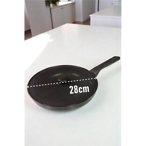 TransForMacion Granit Döküm Tava Yağ Sıçratmaz Kapaklı -Yapışmaz Taban 28 Cm 721667