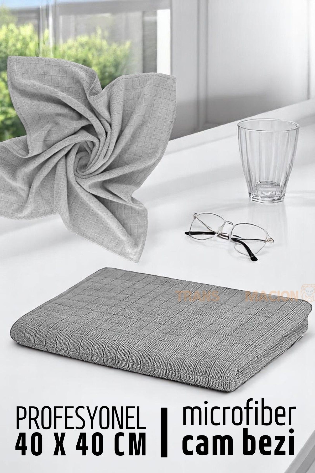 Çift Yüzeyli Profesyonel Microfiber Cam Bezi - Yüksek Kalite Temizlik Bezi  40 x 40 cm  721680