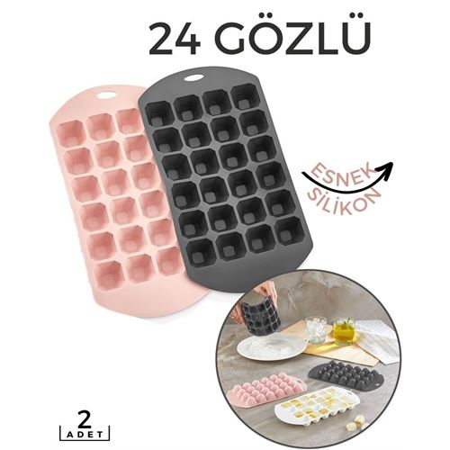 ModaCar Hızlı Buz Kalıbı 2 li 24 Bölme Esnek Silikon Sauvage Design 
