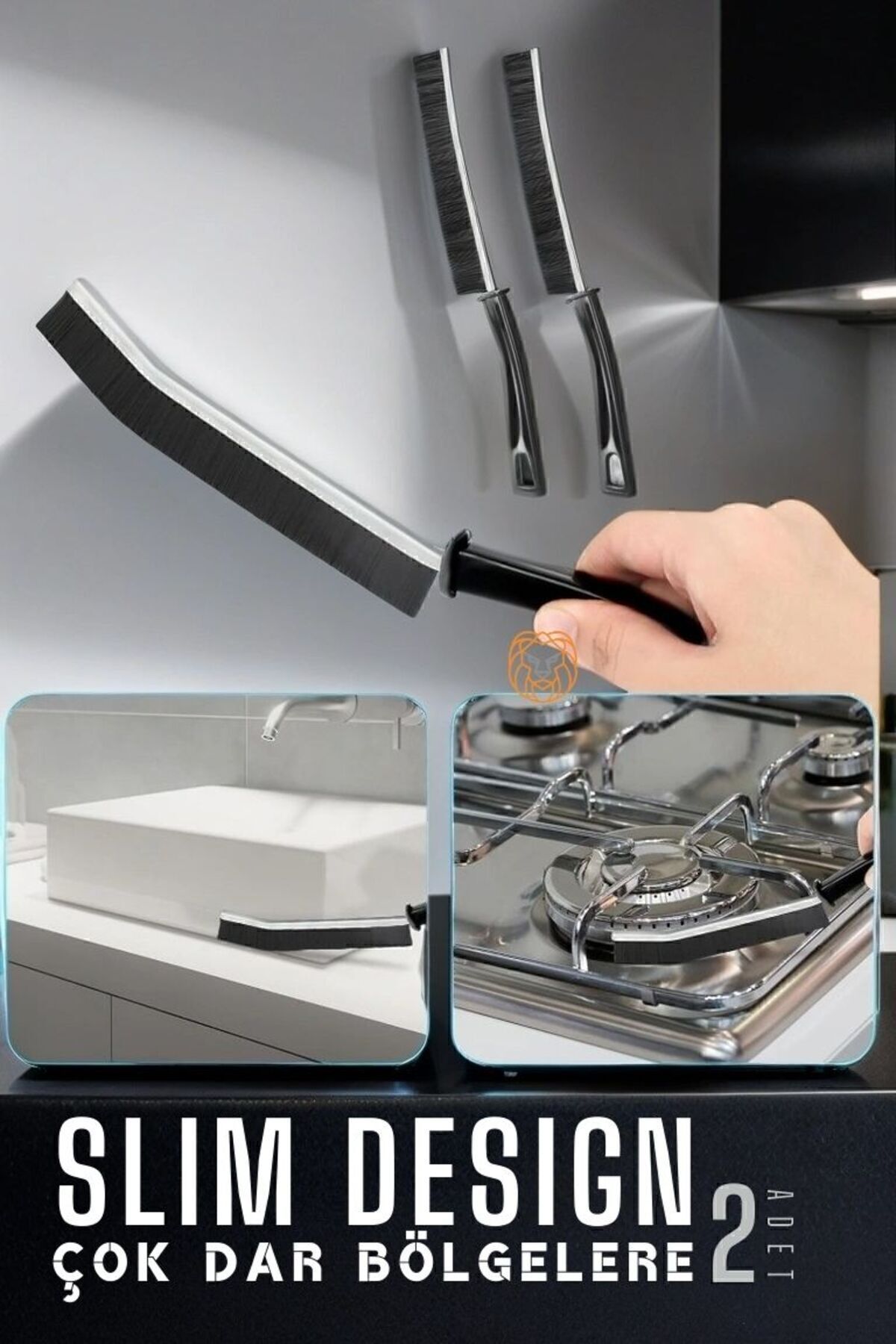 İnce Sert Kıllı Çok Dar Bölge Fırçası - Mutfak Banyo Fırçası 2 ADET 