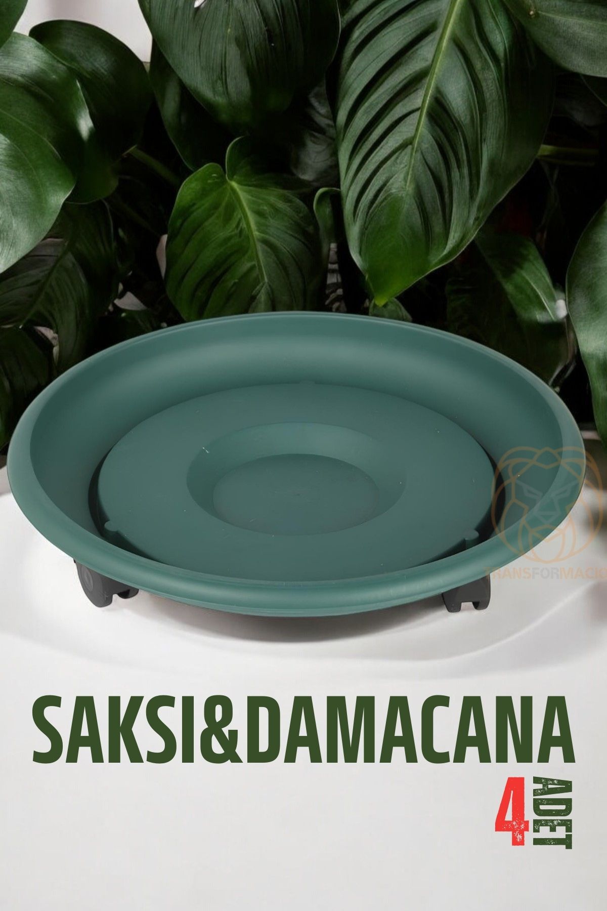 Tekerlekli Saksı Altığı 4 ADET 37 CM YEŞİL 