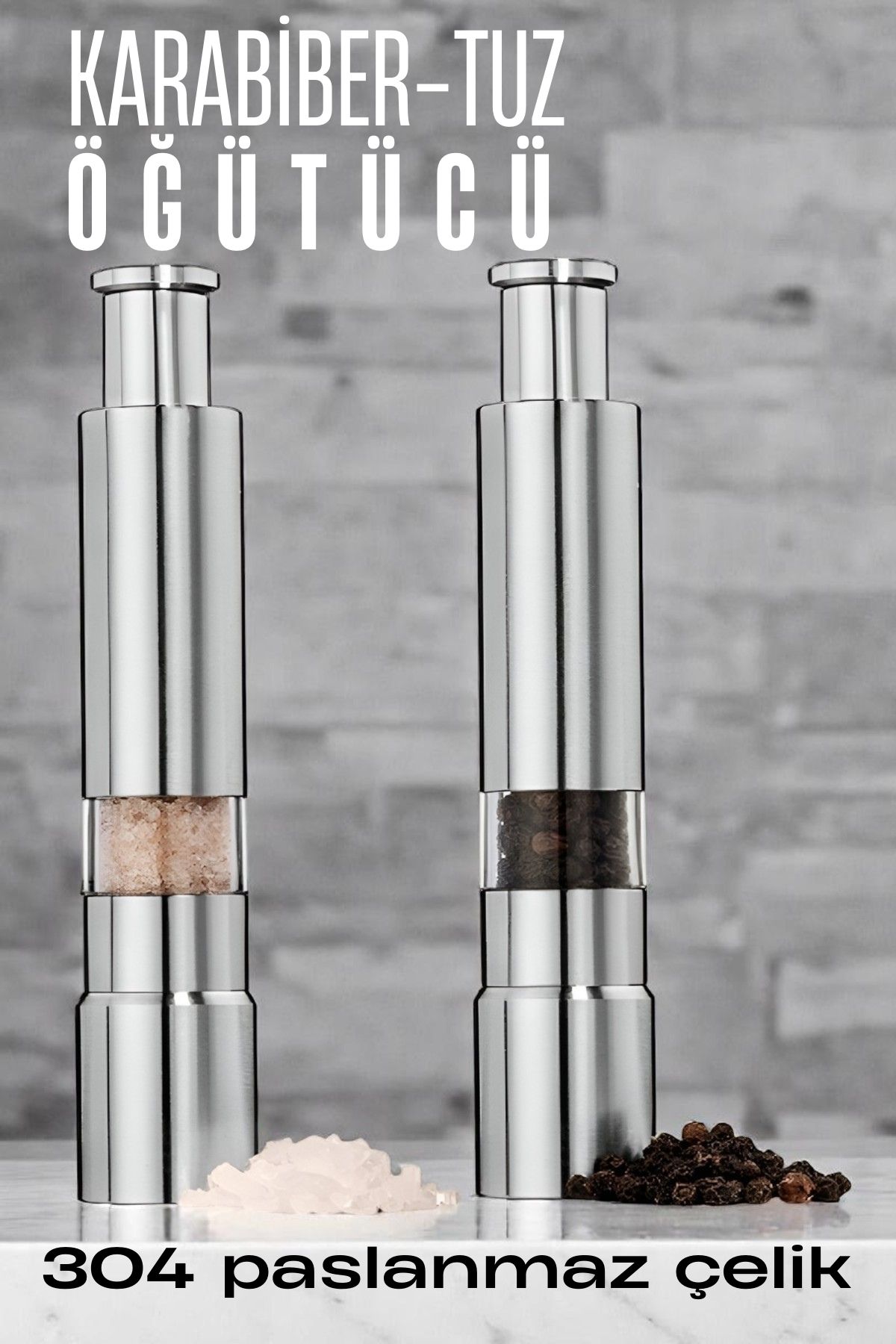 2'li Karabiber Tuz Öğütücü Profesyonel 304 Paslanmaz Çelik Manuel Baharat Değirmeni 