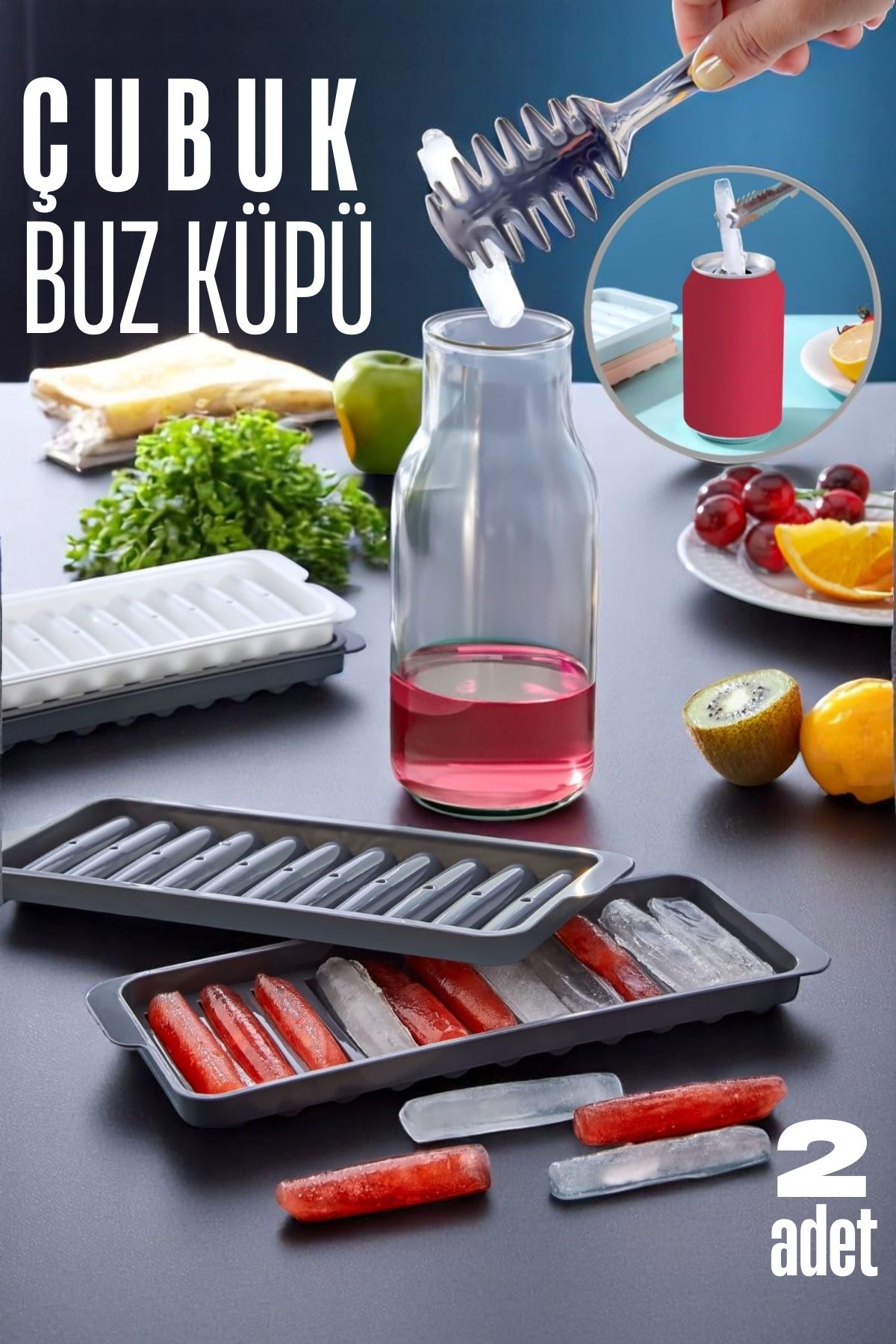 ModaCar Buz Kalıbı ÇUBUK İçecek Buz Kalıbı - Mutfak Buz Kalıbı Kolay Çıkarılır Buz Kalıbı 2 ADET 