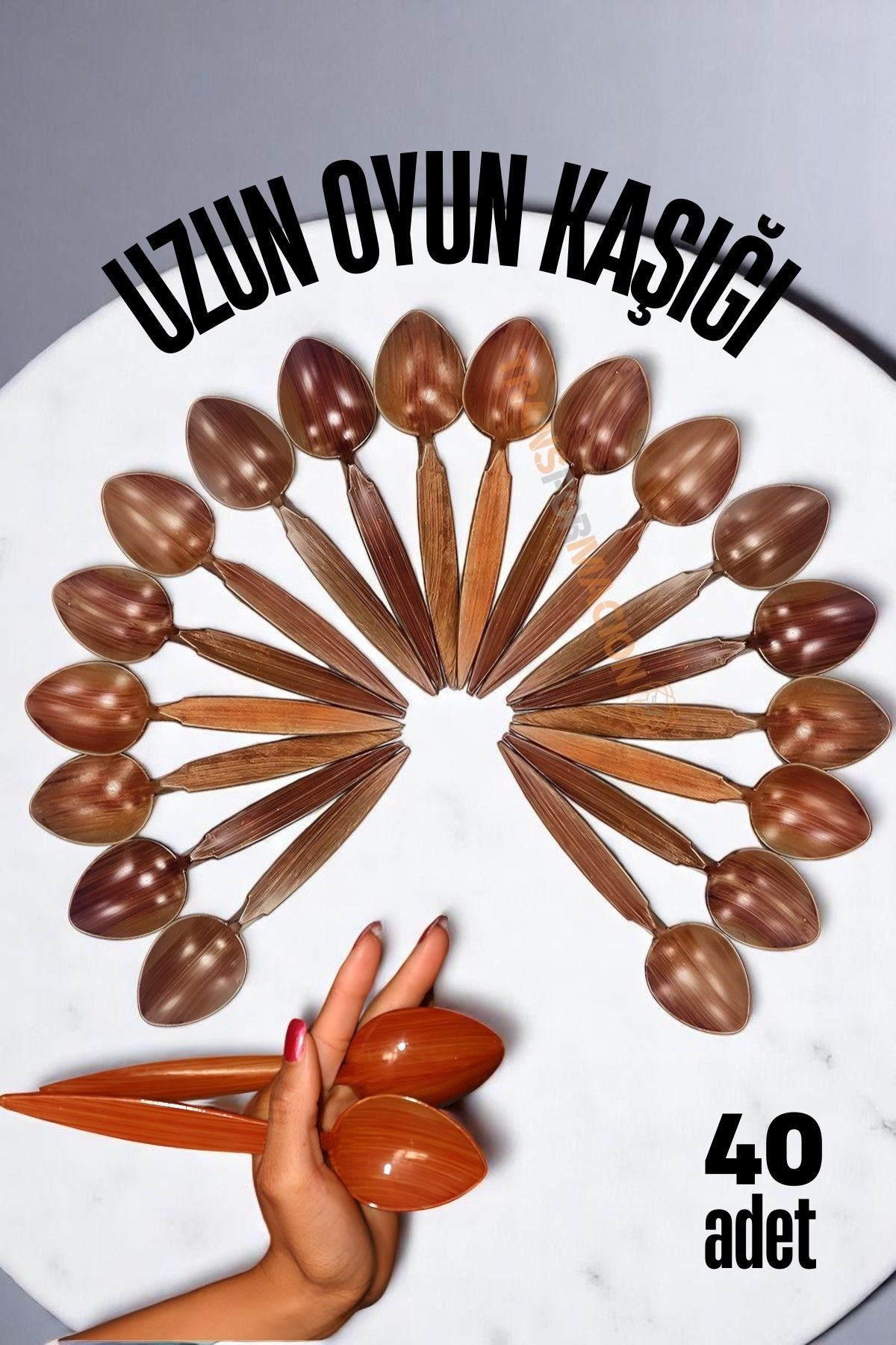 Uzun Oyun Kaşığı Halk Oyunu Kaşığı - Kına Kaşığı Uzun Saplı Zeybek Oyun Kaşığı 40 ADET 