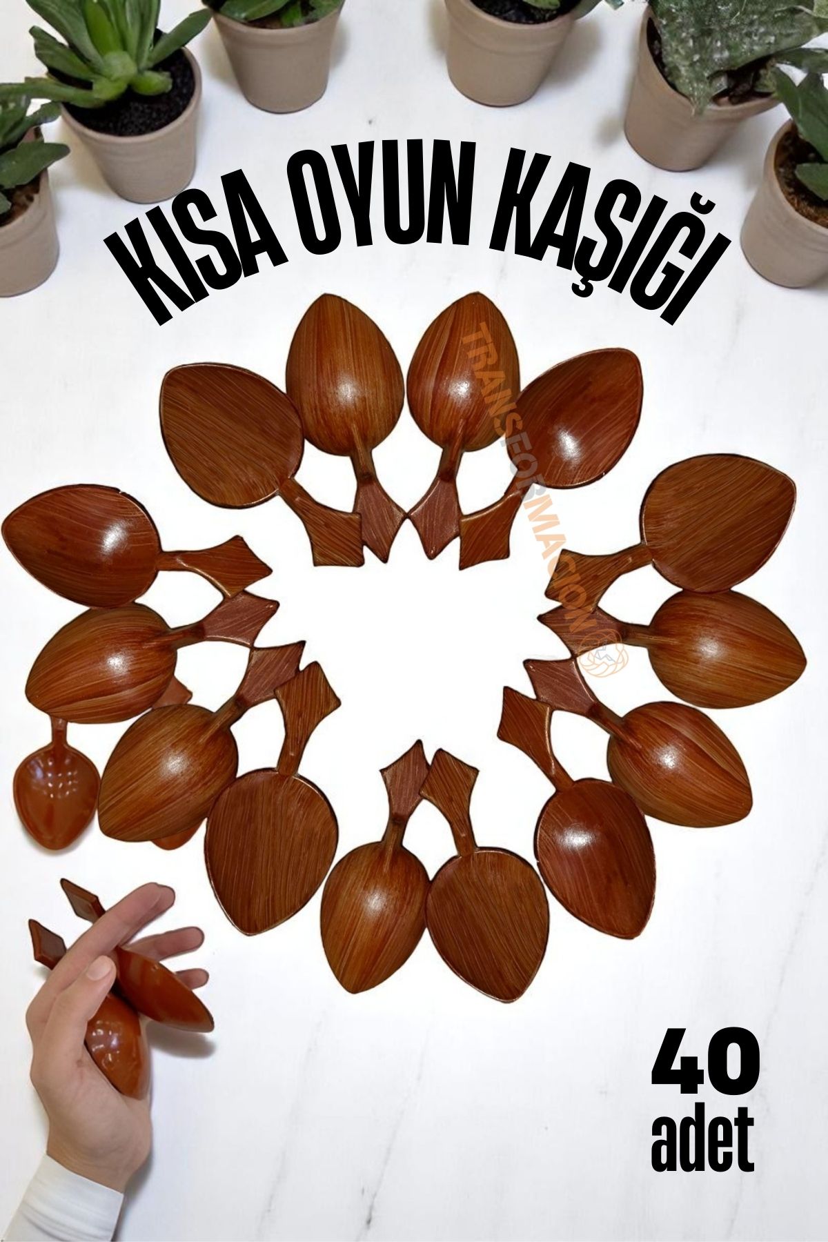 Kısa Oyun Kaşığı Halk Oyunu Kaşığı - Kına Kaşığı Kısa Saplı Zeybek Oyun Kaşığı 40 ADET 