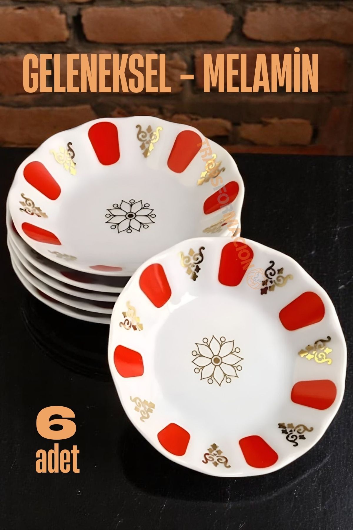Melamin Çay Tabağı 6 Adet Geleneksel Türk Çay Bardağı Altlığı 
