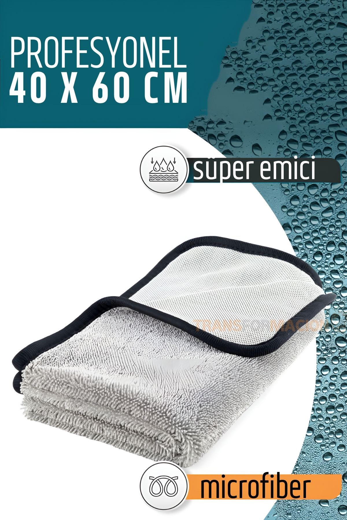 Çift Yüzeyli Profesyonel Microfiber Havlu - Süper Emici Temizlik Bezi  40 x 60 cm 