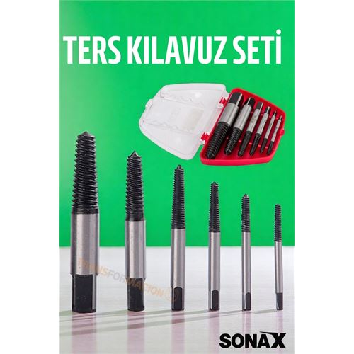 TransForMacion Ters Kılavuz 6 lı Set Saf Çelik Kırık Civata Vida Sökücü Kırılmış Vida Civata Sökme Aparatı 721690