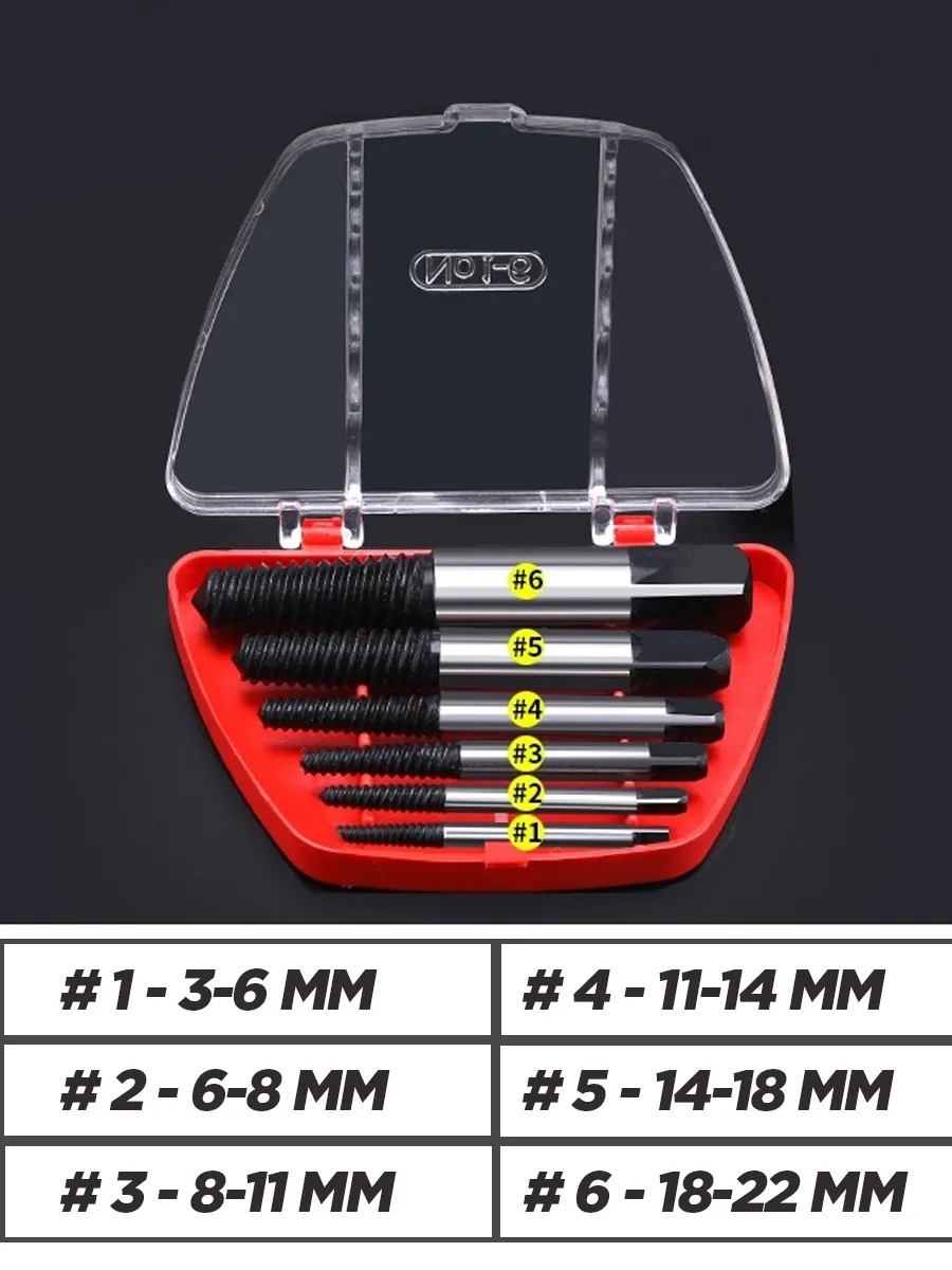 Ters Kılavuz 6 lı Set Saf Çelik Kırık Civata Vida Sökücü Kırılmış Vida Civata Sökme Aparatı 721690
