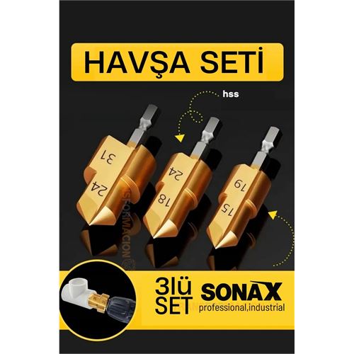 TransForMacion Plastik Boru Kalemtraş Kademeli Boru Açma Pvc Pprc Boru Tamir Delme Genişletme Onarımı İçin 3lü Havşa Seti 721692