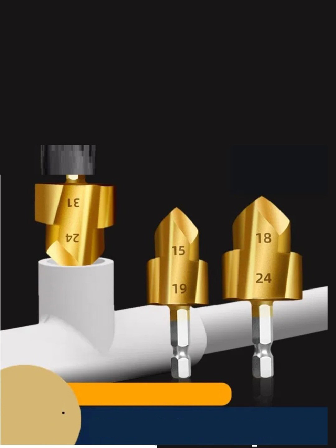 Plastik Boru Kalemtraş Kademeli Boru Açma Pvc Pprc Boru Tamir Delme Genişletme Onarımı İçin 3lü Havşa Seti 721692