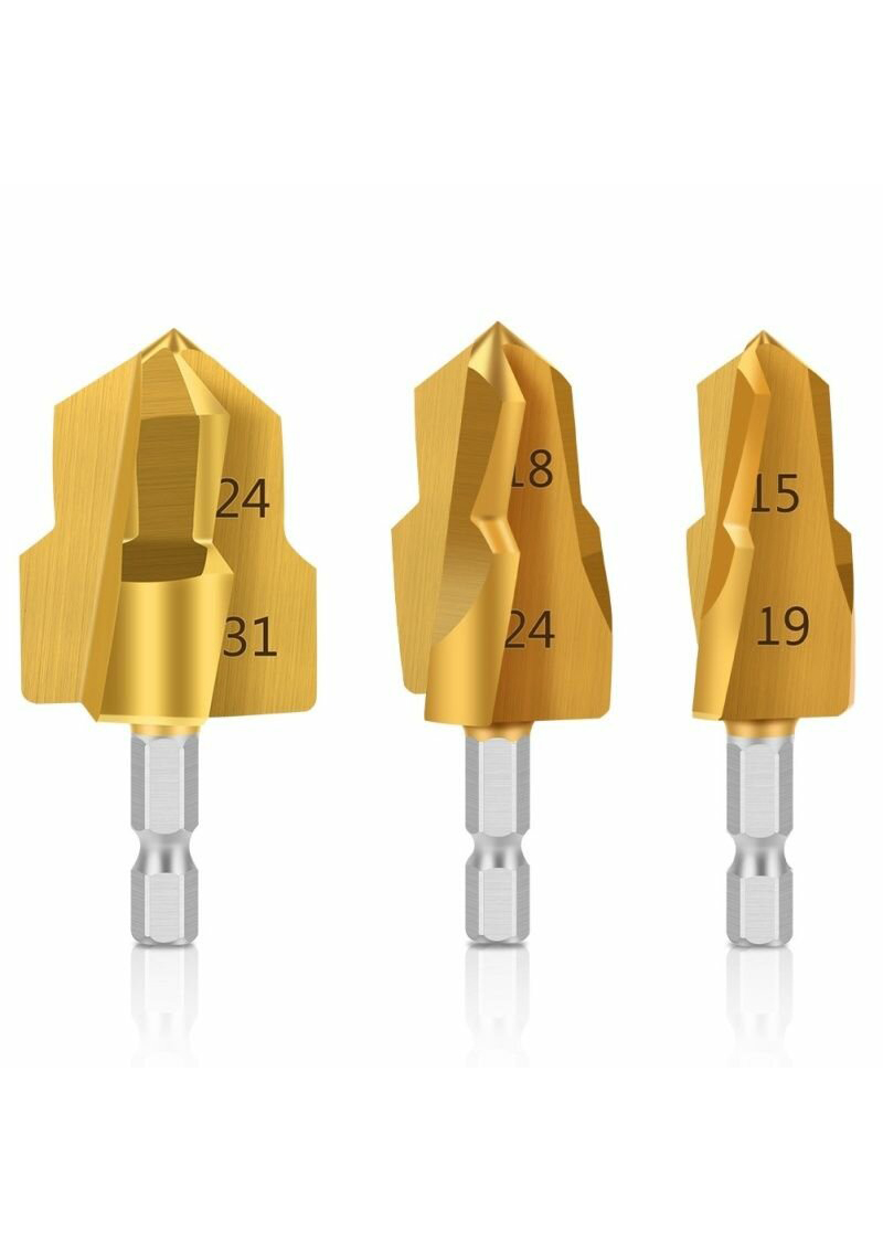 Plastik Boru Kalemtraş Kademeli Boru Açma Pvc Pprc Boru Tamir Delme Genişletme Onarımı İçin 3lü Havşa Seti 721692