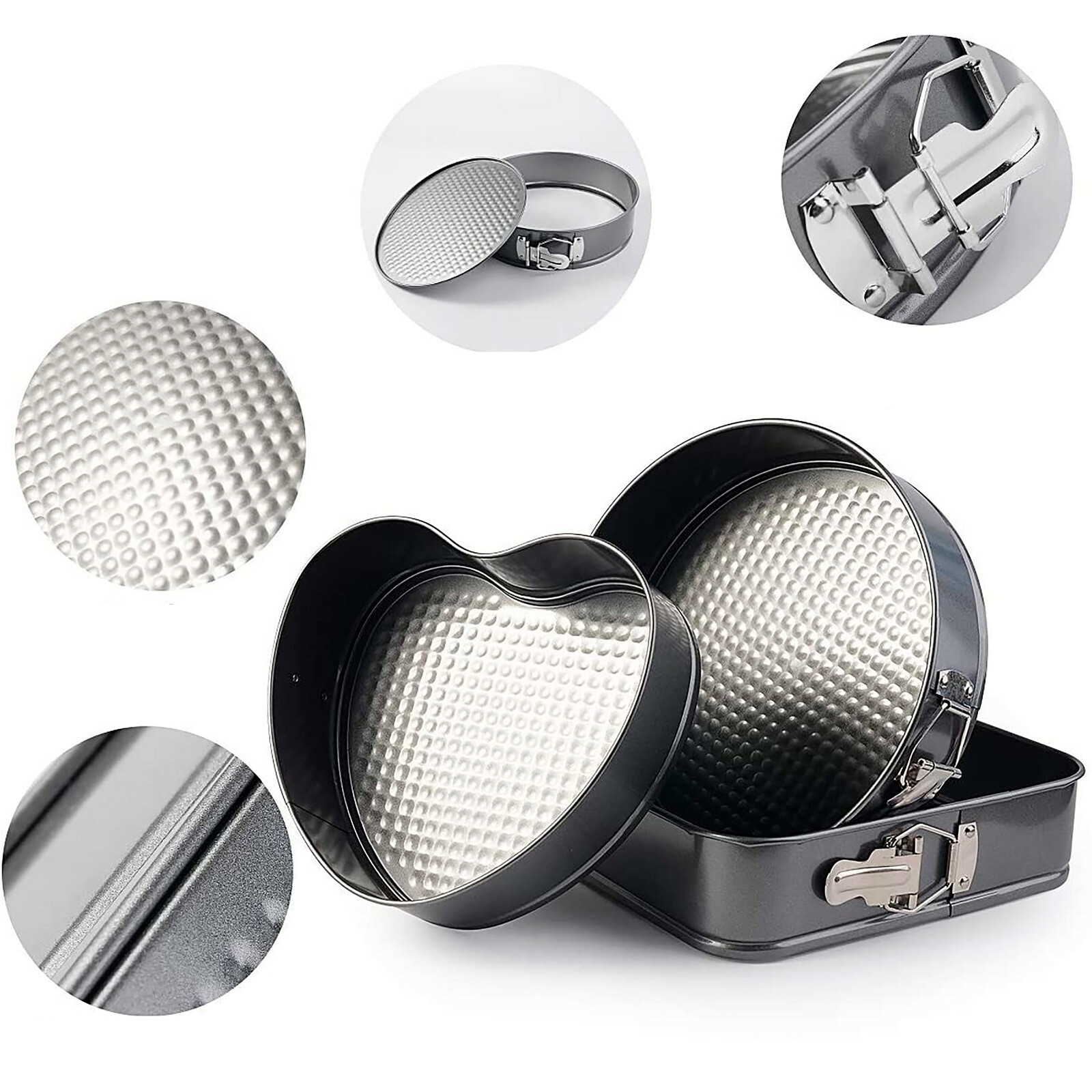 3 Boy Kelepçeli Kek Kalıbı 24-26-28 Cm Çoklu Kek Kalıbı Teflon 721697