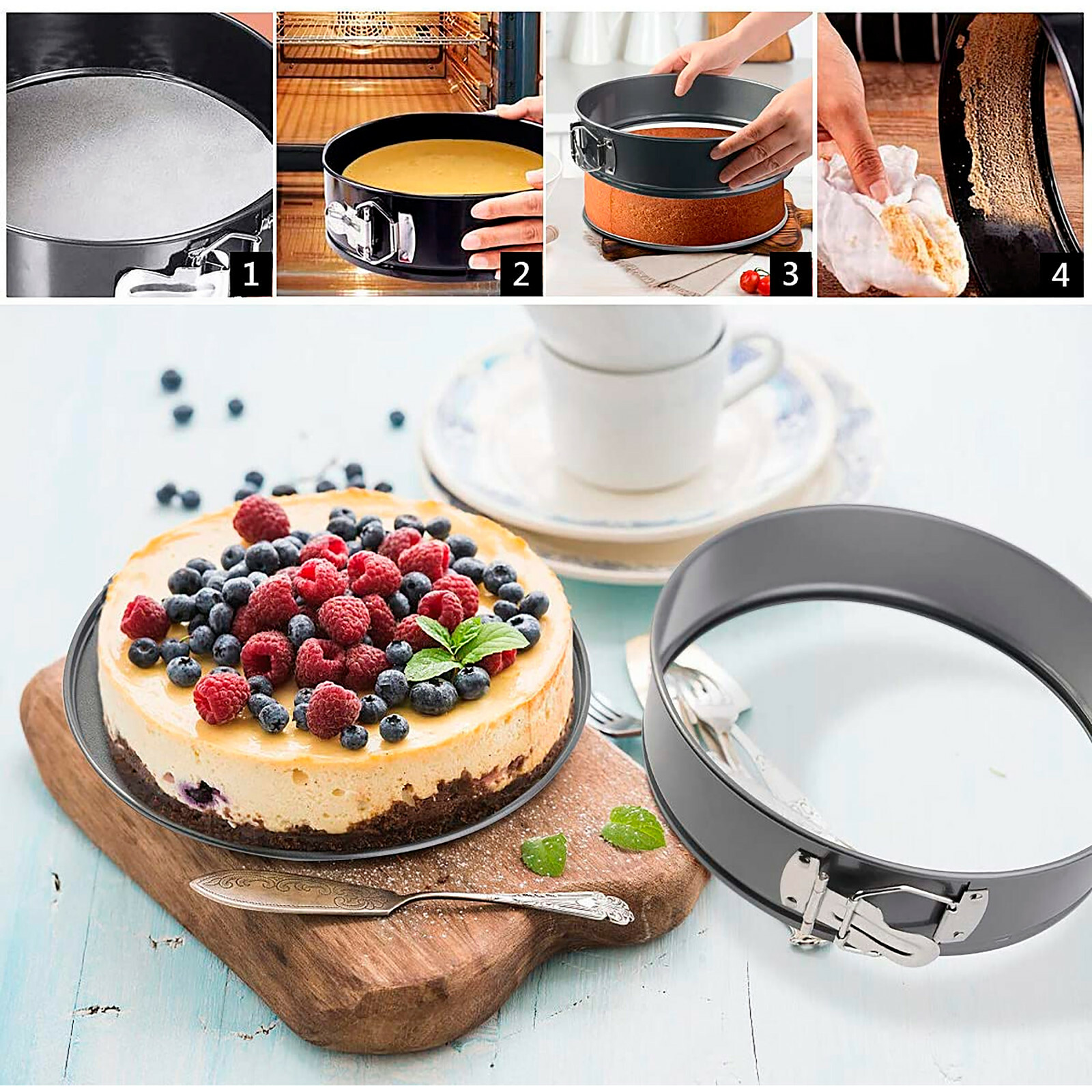 3 Boy Kelepçeli Kek Kalıbı 24-26-28 Cm Çoklu Kek Kalıbı Teflon 721697