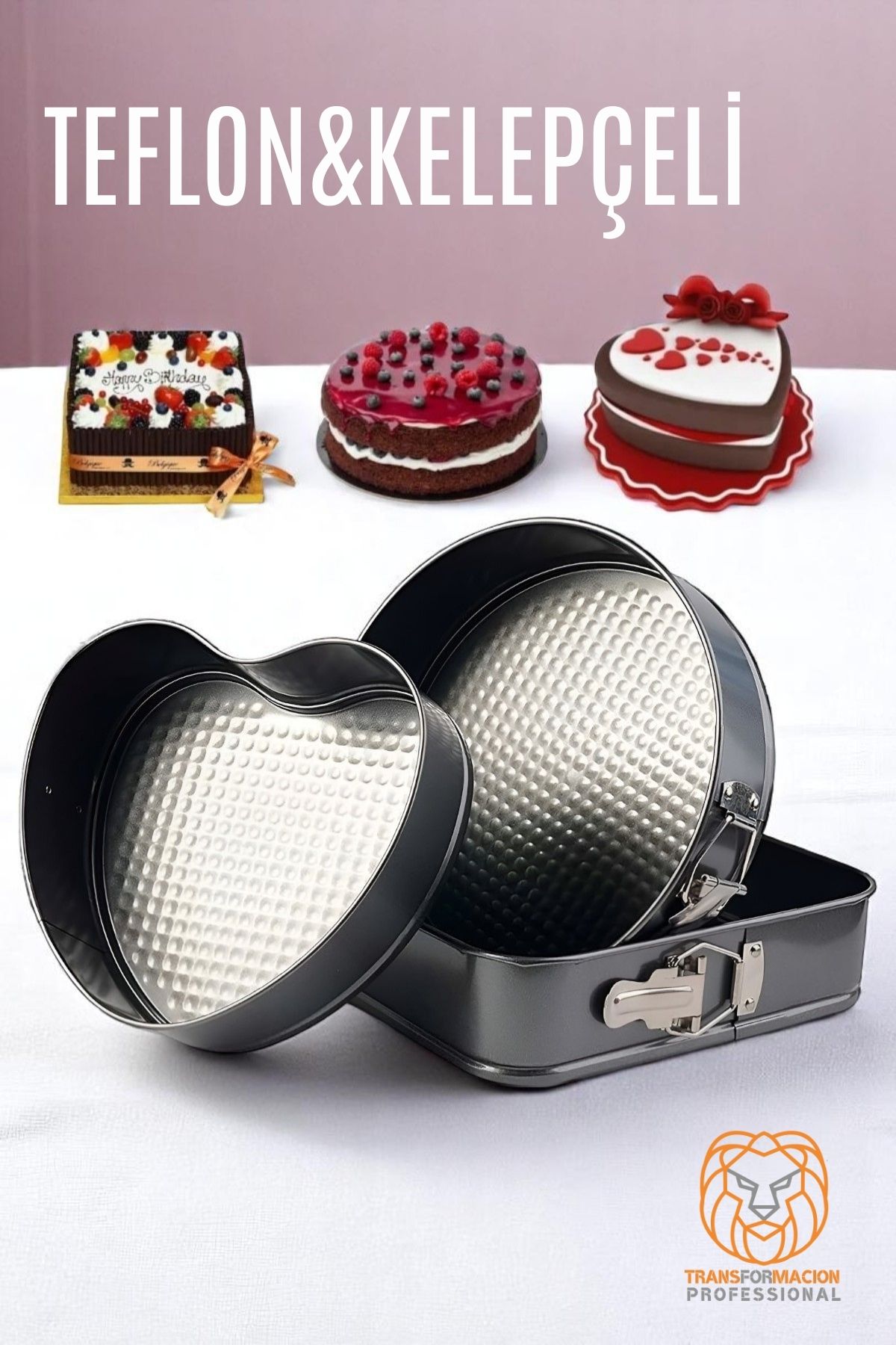 3 Boy Kelepçeli Kek Kalıbı 24-26-28 Cm Çoklu Kek Kalıbı Teflon 721697