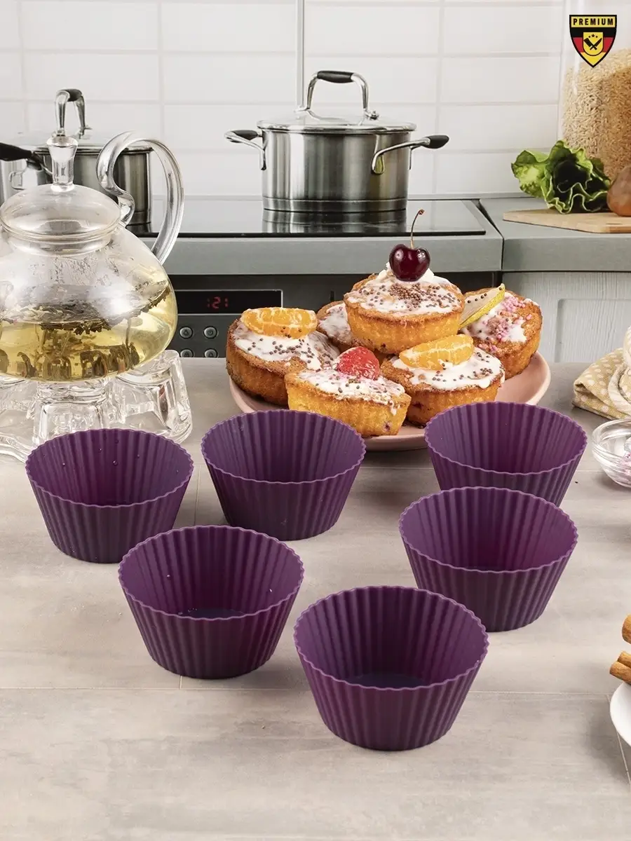 Silikon Muffin Kalıbı - Sürekli Kullanım Muffin Kek Kalıbı 6 ADET 721702