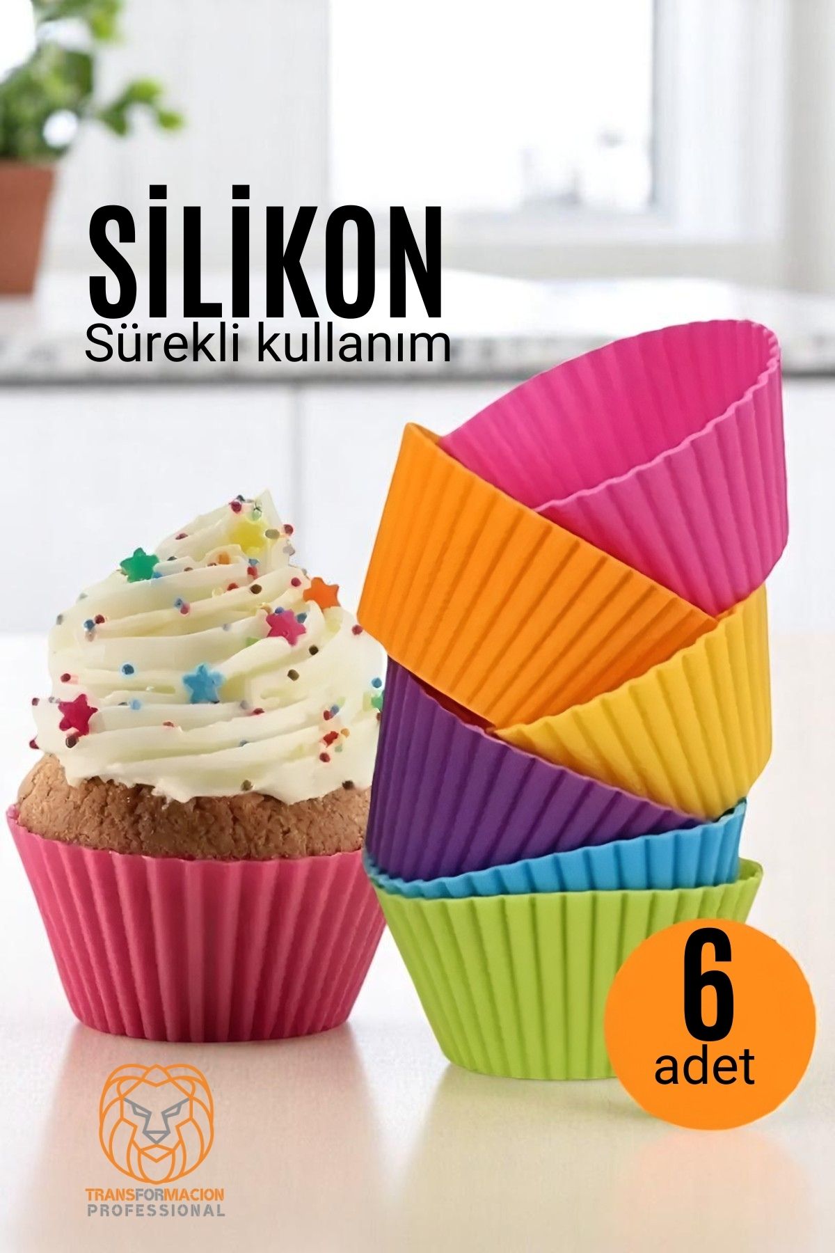 Silikon Muffin Kalıbı - Sürekli Kullanım Muffin Kek Kalıbı 6 ADET 721702