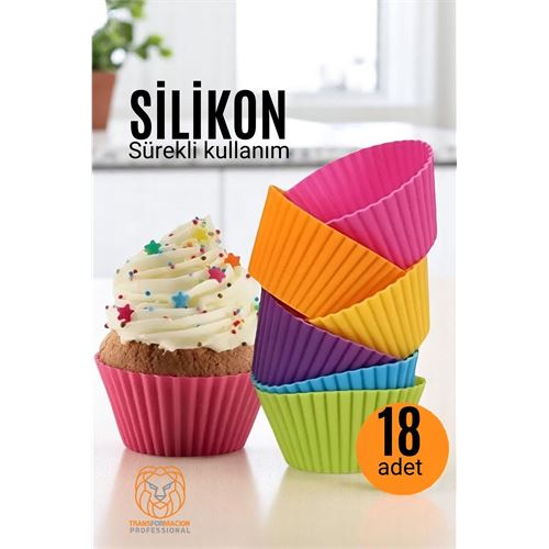 TransForMacion Silikon Muffin Kalıbı - Sürekli Kullanım Muffin Kek Kalıbı 18 ADET 721704