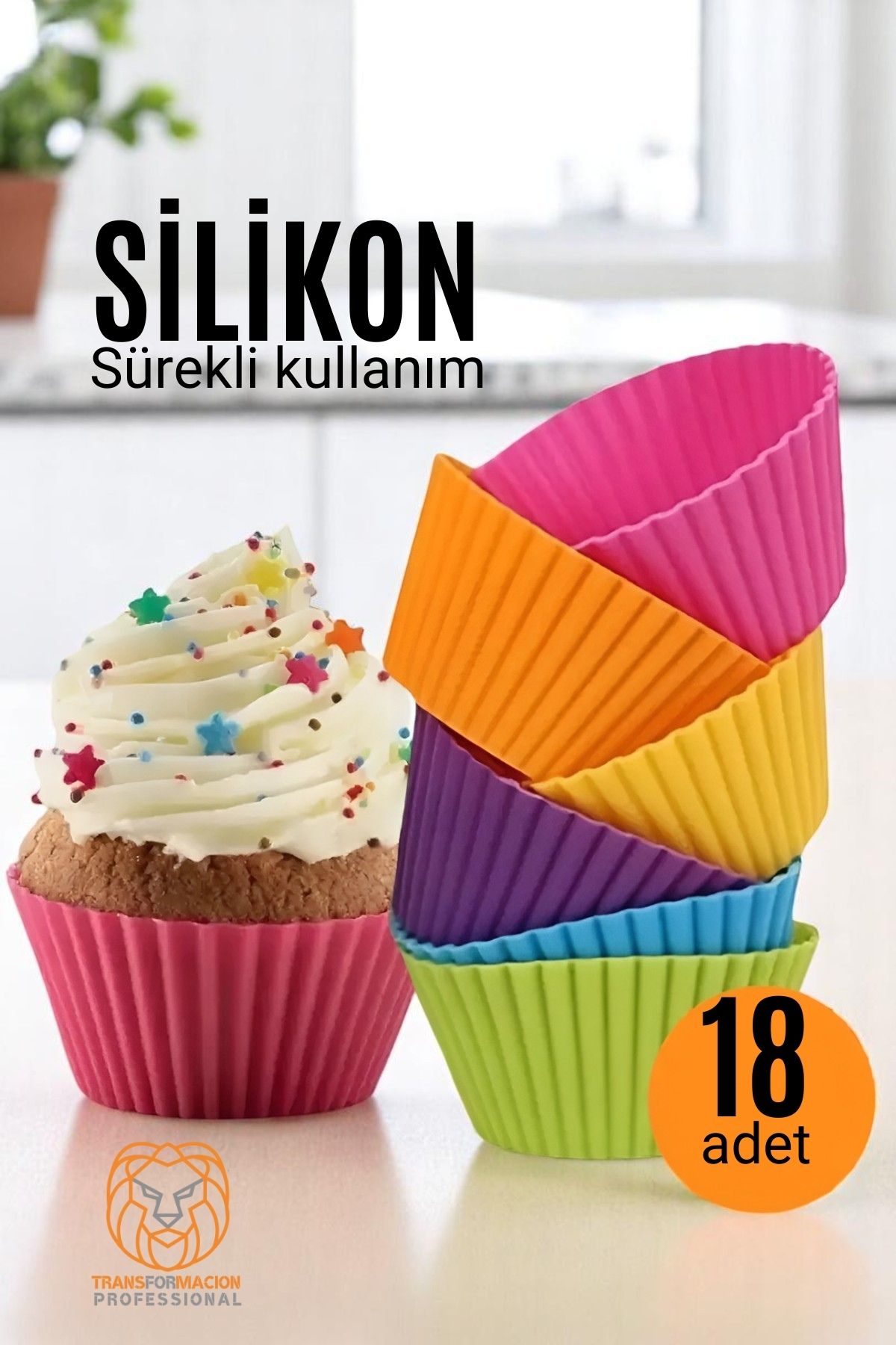 Silikon Muffin Kalıbı - Sürekli Kullanım Muffin Kek Kalıbı 18 ADET 721704