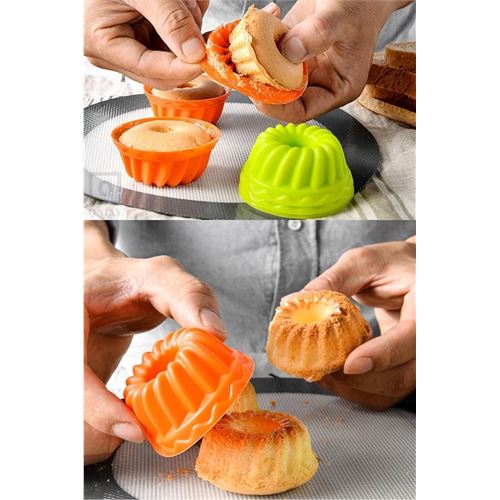 TransForMacion Silikon Göbekli Muffin CupCake Kalıbı - Sürekli Kullanım Muffin Kek Kalıbı 6 ADET 721703