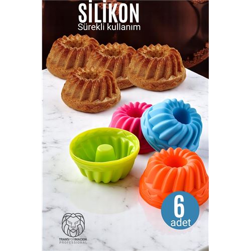 TransForMacion Silikon Göbekli Muffin CupCake Kalıbı - Sürekli Kullanım Muffin Kek Kalıbı 6 ADET 721703