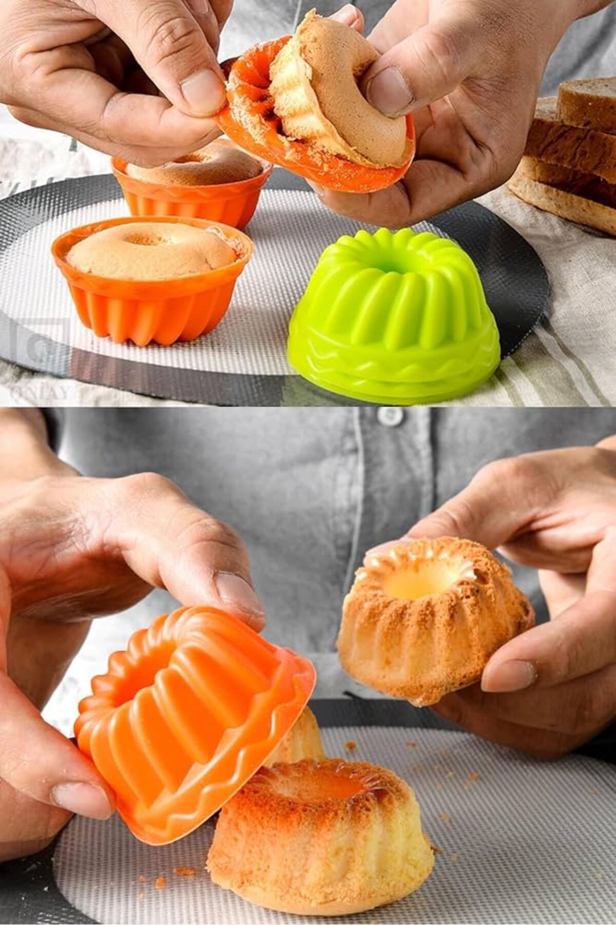 Silikon Göbekli Muffin CupCake Kalıbı - Sürekli Kullanım Muffin Kek Kalıbı 18 ADET 721705