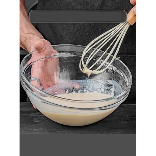TransForMacion Ahşap Saplı Silikon Çırpıcı - Yumurta ve Sos Çırpıcı, Mutfak Çırpıcısı, Çırpma Teli 721715