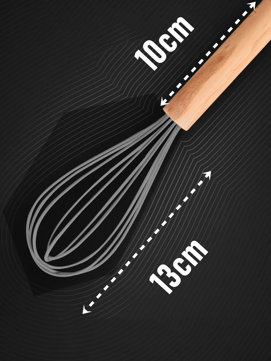 Ahşap Saplı Silikon Çırpıcı - Yumurta ve Sos Çırpıcı, Mutfak Çırpıcısı, Çırpma Teli 721715