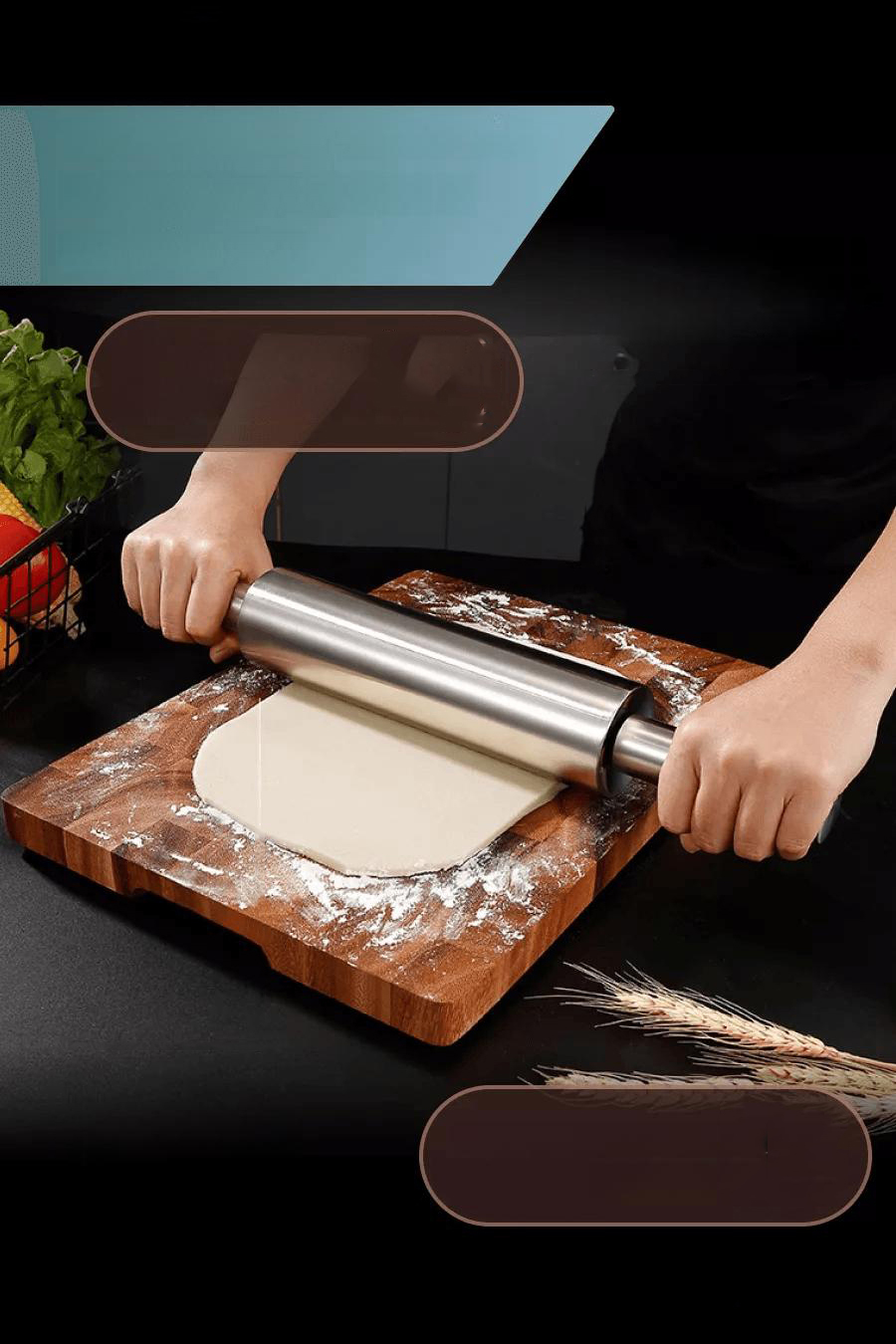 Çelik Merdane - Profesyonel Hamur Açma Merdanesi - 304 Paslanmaz Çelik Mutfak Merdanesi 721731