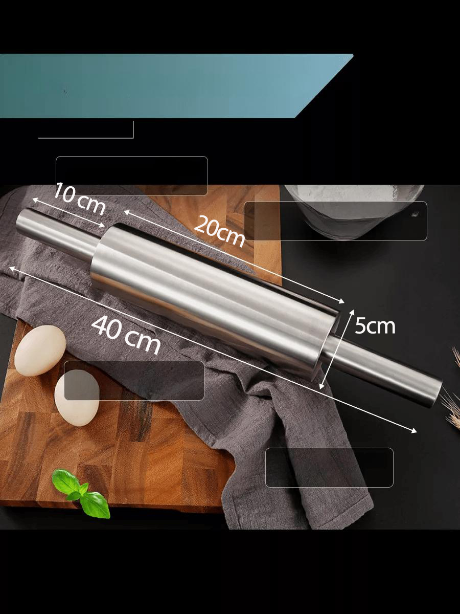 Çelik Merdane - Profesyonel Hamur Açma Merdanesi - 304 Paslanmaz Çelik Mutfak Merdanesi 721731