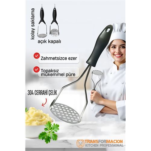 TransForMacion Patates Ezici 304 Paslanmaz Çelik Havuç Muz Avokado Ezici 721732