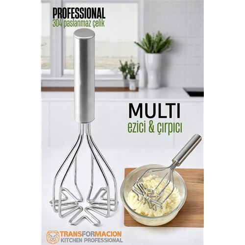 TransForMacion Patates Ezici Profesyonel 304 Paslanmaz Çelik Havuç Muz Avokado Ezici 721733
