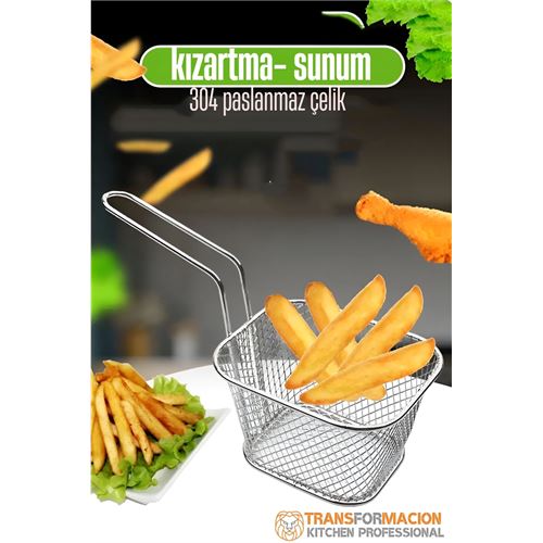 TransForMacion Patates Kızartma Süzgeci - Sunum Süzgeci 304 Paslanmaz Çelik 721737  